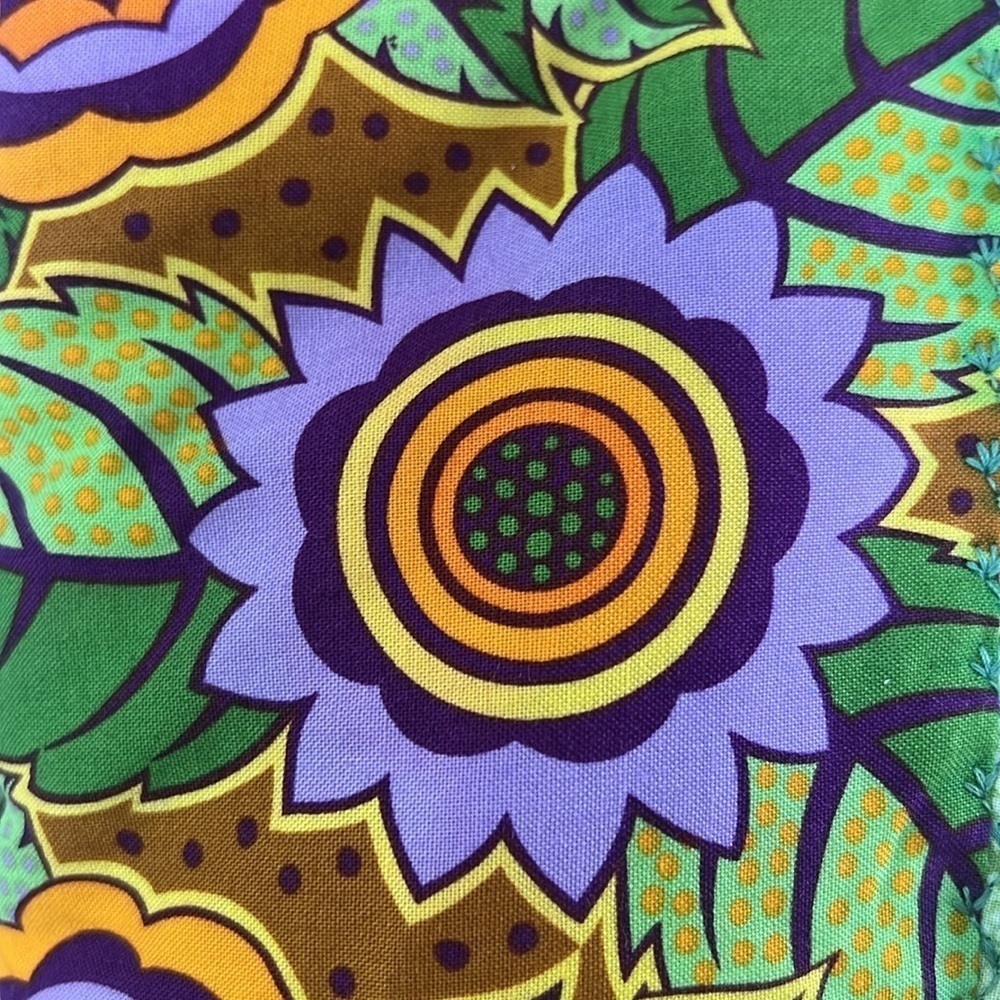 Sunflower Patchwork Orange & Lilac Quilted Harves… - image 4